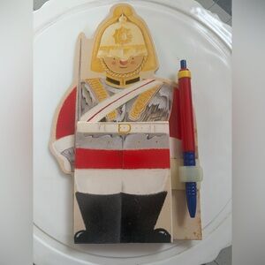 Vintage British Soldier Notepad and Pen with Holder Made In England